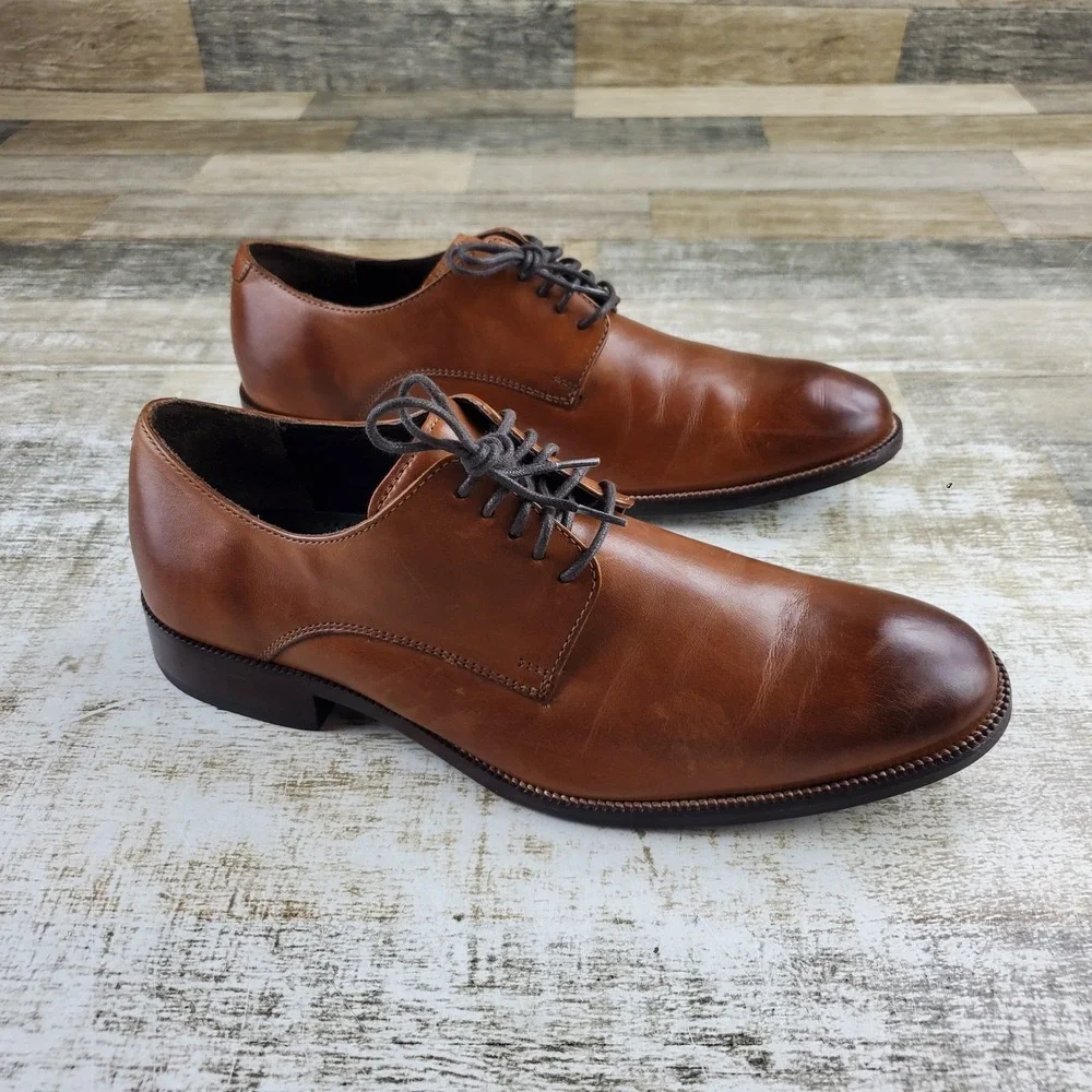 Cole Haan Benton Mens Oxford Shoes Sz 9 M Dark Brown Leather Lace Up Plain Toe
